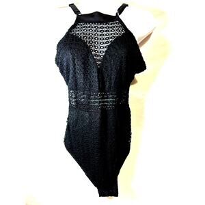 Sexy Black Lace Body Suit Size L